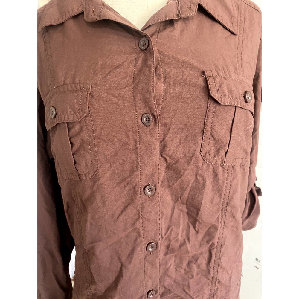 REI Women's Button Down Hiking Shirt UPF30+ Lightweight Roll Tab Sleeves Size L - Picture 4 of 5